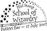 Postmark showing a wand and stars.