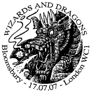 postmark showing a dragon.