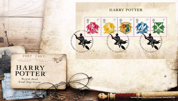 Royal Mail first day cover for Harry Potter stamps miniature sheet.