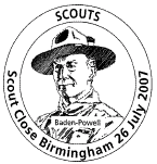 Scout Centenary postmark showing Lord Baden-Powell.