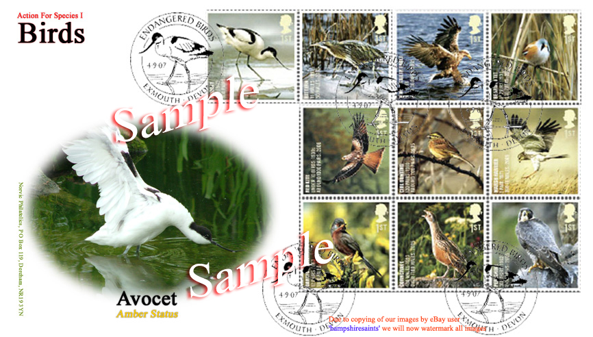 Norvic FDC for Endangered  Birds stamp set issued 4 September 2007.