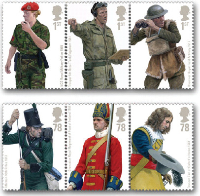 GB British Army Uniforms stamps.