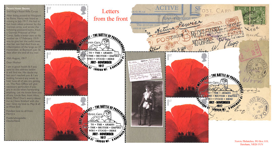 Norvic Philatelics first day cover for Lest We Forget 2006 Smilers Generic sheet.