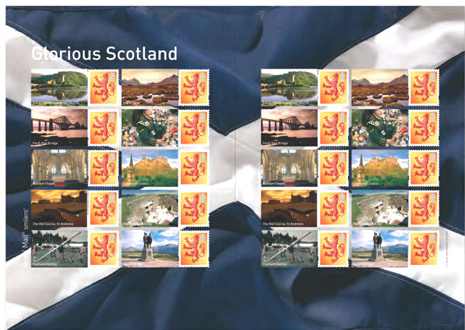 Royal Mail Smiler Sheet Glorious Scotland.