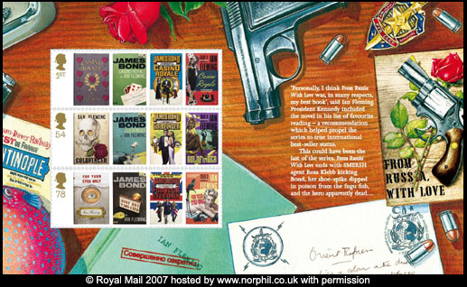 Pane 2 from Ian Fleming's James Bond Prestige Stamp 	Book