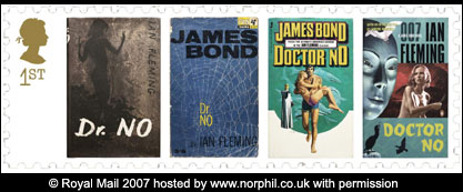 1st class stamp - showing book covers of Dr No.