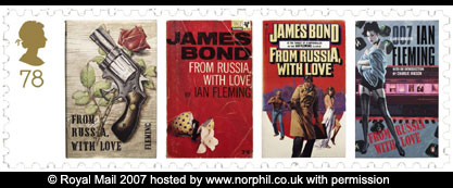 1st class stamp - showing book covers of From 				Russia With Love.