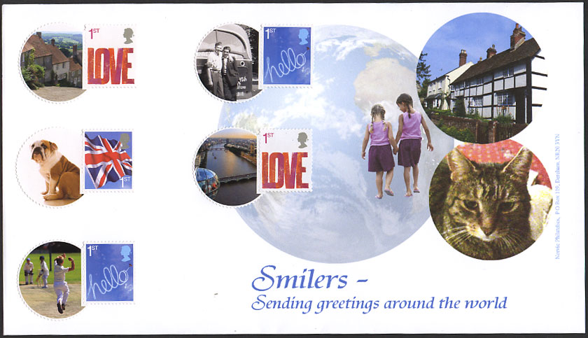 Norvic Philatelics first day cover for  
Smilers Greetings stamps issued 15 January 2008.