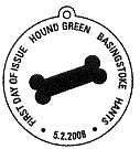 official Hound Green postmark showing a dog bone.