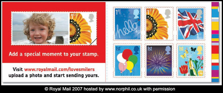 booklet of 6 self-adhesive 1st class greetings stamps.