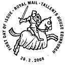 official bureau first day of issue postmark for Kings & Queens stamp issue	28 February 2008.
