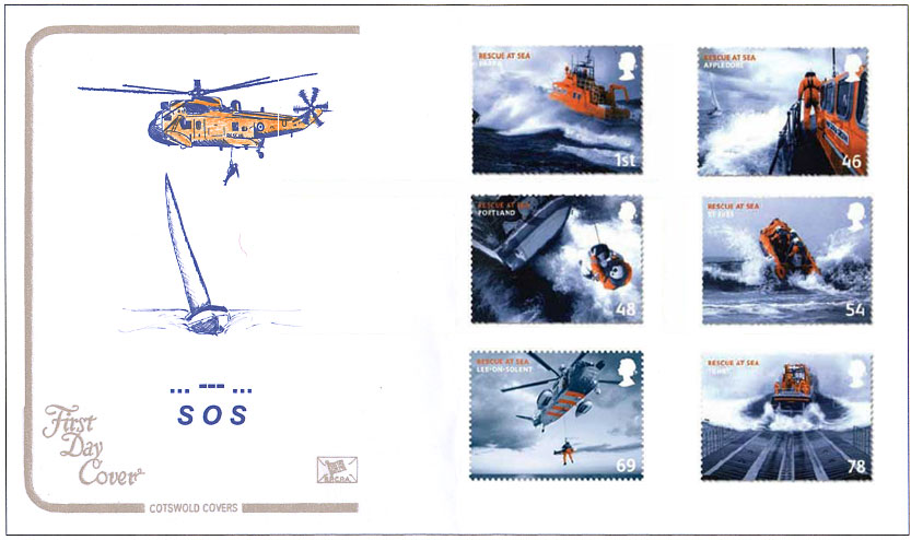 Cotswold first day cover for Rescue at Sea stamps issued 13 March 
2008.