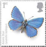 Adonis blue
				butterfly from Endangered Insects set issued 15 April 2008.