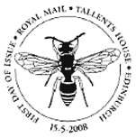 postmark illustrated with an insect (wasp?).