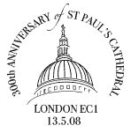 Postmark showing dome of St Paul's Cathedral.