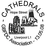 Postmark showing Liverpool's Cathedrals.