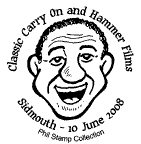 postmark showing cartoon image of actor Sidney James.