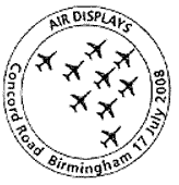 postmark showing Red Arrows in Concorde formation.