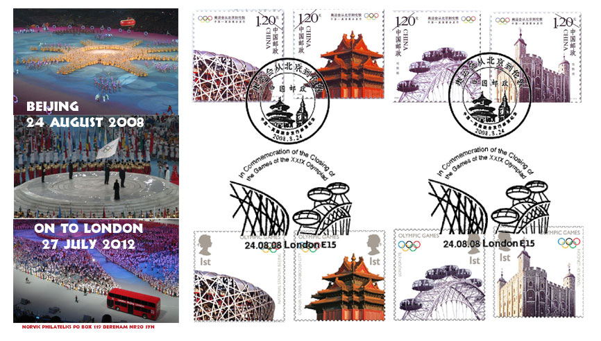 Norvic commemorative cover for Olympic Handover Ceremony.