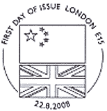 Postmark showing national flags of China and the UK.