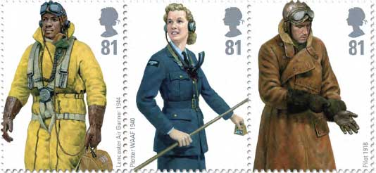 3 x 81p British stamps showing RAF Uniforms, issued 18 September 
2008.