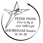 Postmark showing aircraft, probably the Fairey Delta 2.