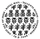 Tallents House postmark illustrated with national floral emblems.