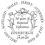 Postmark showing with national floral emblems.