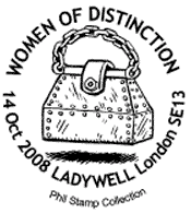 postmark showing a handbag (US=purse).