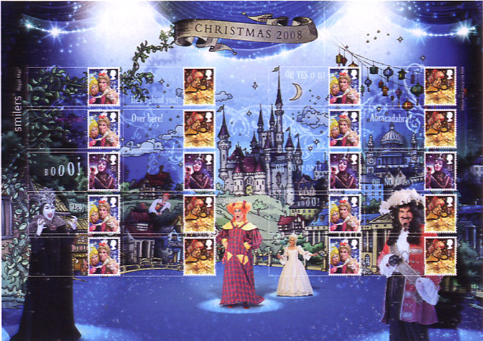 Royal Mail Christmas stamps 2008 - Smilers Sheet.
