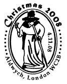 Postmark showing a witch. 