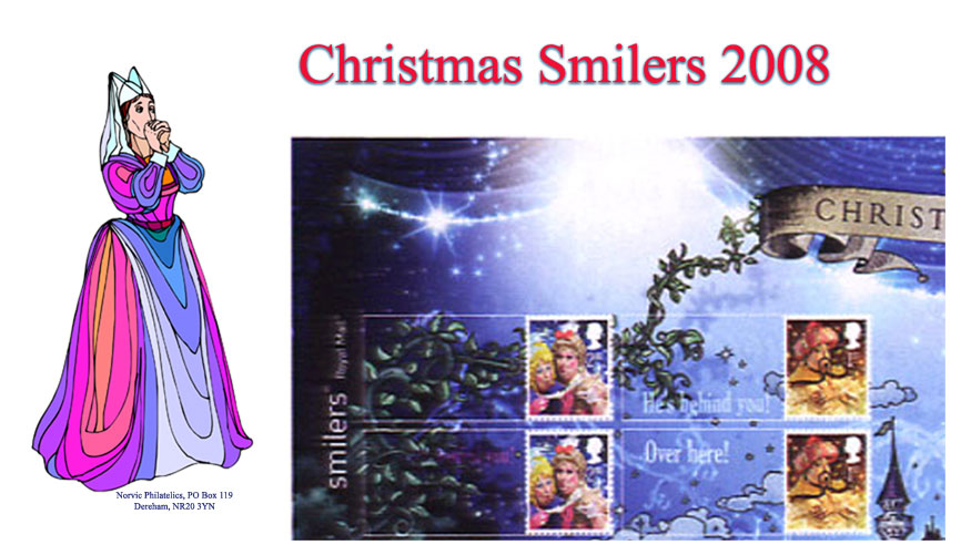 Norvic Philatelics 2008 Christmas First Day Cover for Smilers sheet - top left.
