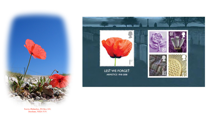 Norvic Philatelics first day cover for Lest We Forget 2008 miniature sheet.
