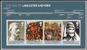 Timeline stamp miniature sheet for Houses of Lancaster & York.