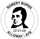 Postmark showing portrait of Robert Burns.
