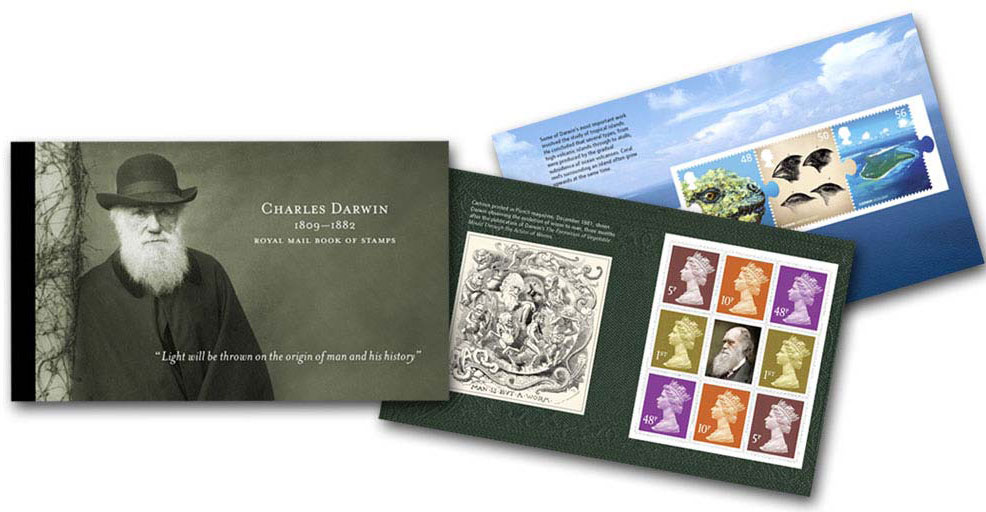 Prestige Stamp Book featuring Charles Darwin.