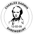 Postmark showing portrait of young Darwin.