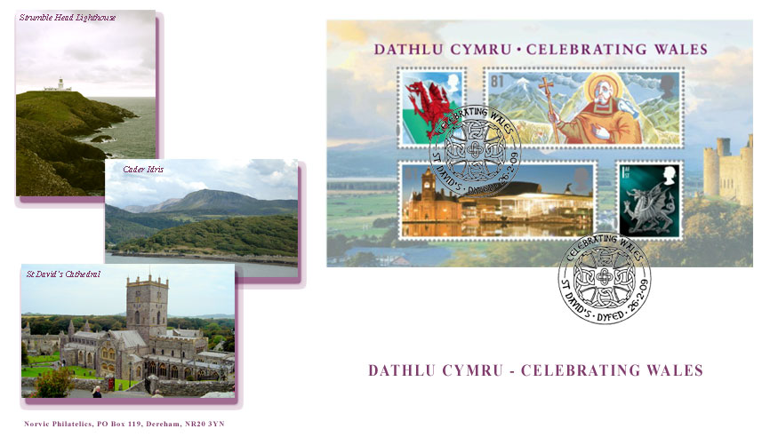 Norvic FDC for Celebrating Wales miniature sheet.