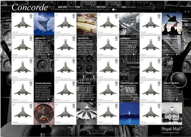 Concorde Design Classics Smilers sheet of stamps.