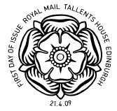 official bureau first day of issue postmark for House of Tudor stamps.