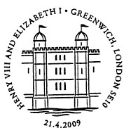 Postmark showing Greenwich Palace, Maritime Museum.