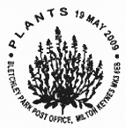 postmark illustrated with a plant.