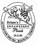 postmark illustrated with flowers and a bee.