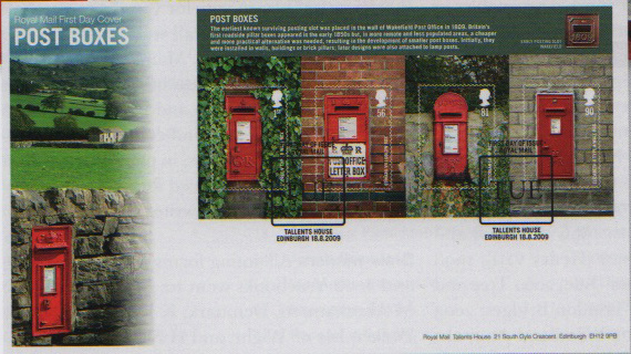 ROyal Mail first day cover for postboxes miniature sheet.