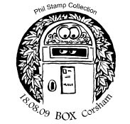 postmark showing cartoon postbox.