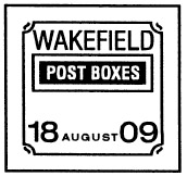Wakefield postmark 18 09 Aug illustrated with imitation information plate.