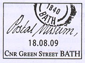 Postmark showing logo of Bath Postal Museum.