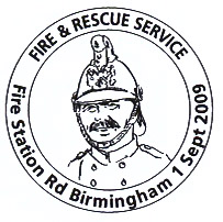 Birmingham postmark showing Victorian fireman'.