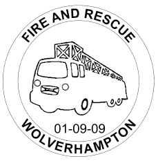 Postmark showing fire engine.