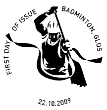 Official Badminton FD postmark for Olympic and Paralympic stamps 2009.
